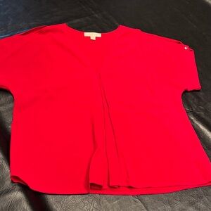 Michael Kors Vibrant Red Cold Shoulder Blouse w/silver snap at arm opening